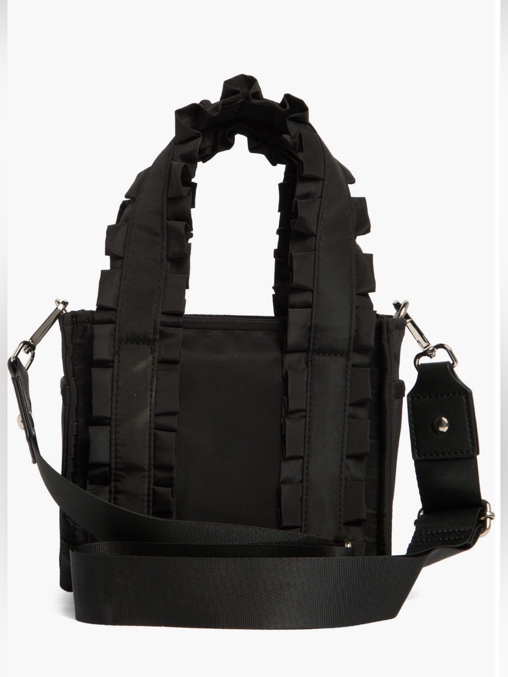 MADDEN GIRL Emilyy Ruffle Nylon Mini Tote in Black - Picture 11 of 14
